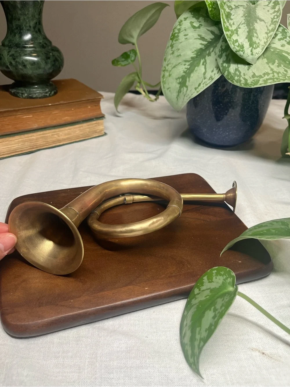 Vintage Brass Decorative Hunting Horn - Warm Gold Tone
